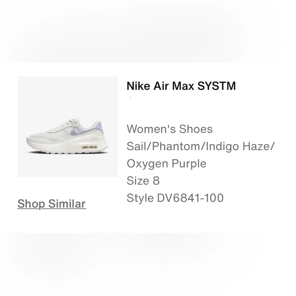 Women's Nike Air Max SYSTM Cream and Purple Sneakers SIZE 8 - Picture 10 of 11